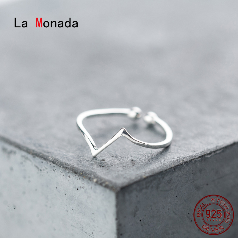 

La Monada Open V Design Women Ring 925 Sterling Silver Minimalist Rings For Women 925 Silver Fine Jewerly Rings Woman Resizable