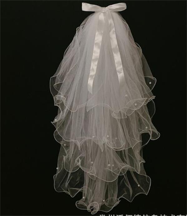 

2020 Best Selling Cheap Wedding Veils Short Length Four Layer Beaded Veil Veu De Noiva Wedding Veil, Black