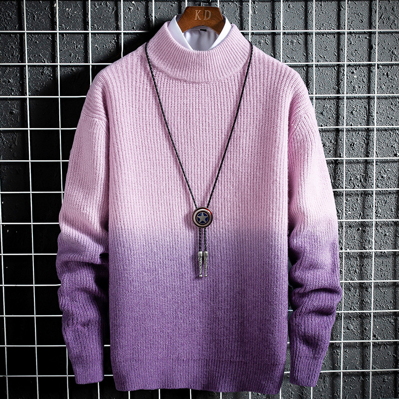 

Cashmere turtleneck men Thicken sweater clothes winter jersey hombre pull homme hiver pullover men high-neck Gradient sweaters, Black