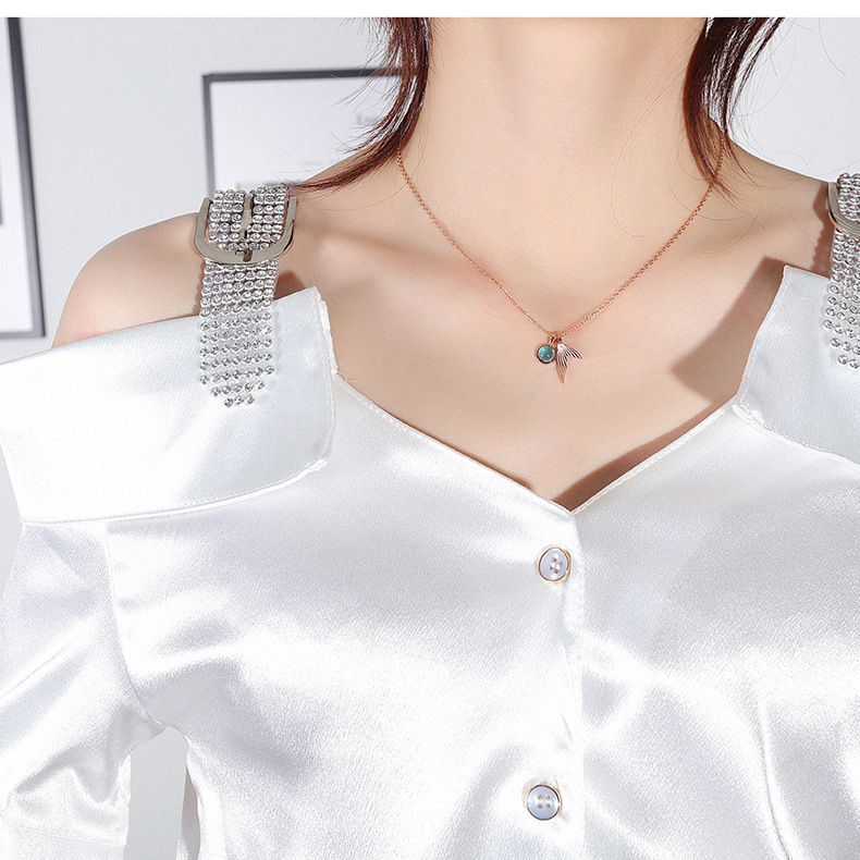 

Crystal fishtail necklace titanium steel fashion dream mermaid elegant ladies necklace gift