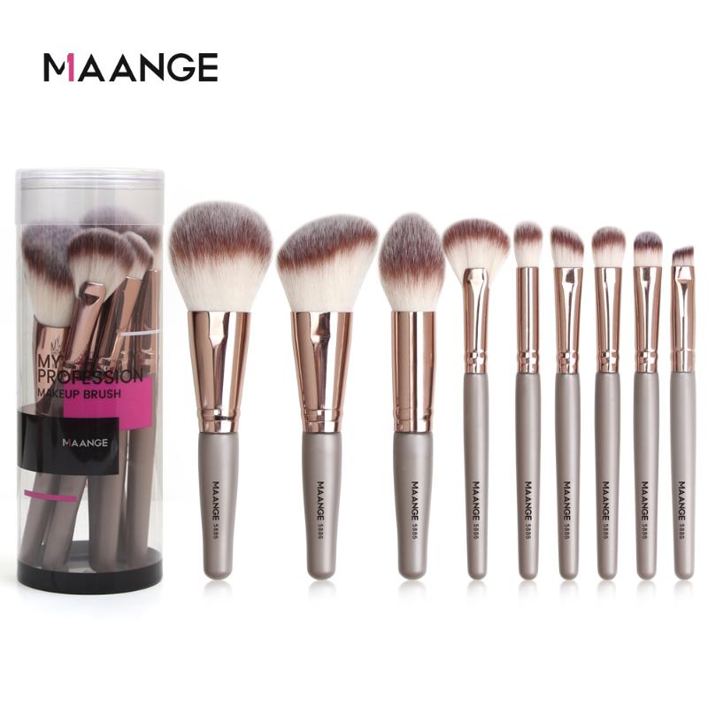 

MAANGE 9pcs makeup brush set with case professional Powder Blush Eyeshadow Concealer Lip Eye Make Up Brush Cosmetics Beauty Tool