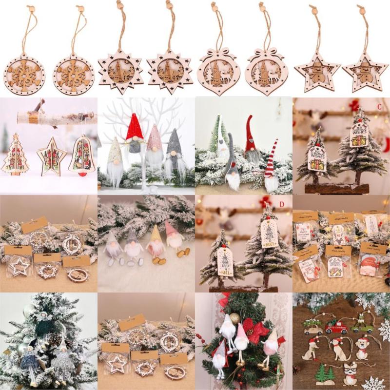 

1pc rnaments Small Tree Hanging Pieces Creative Pendants Elk Cabin 2021 New Christmas Festival Holiday Decorations Navidad