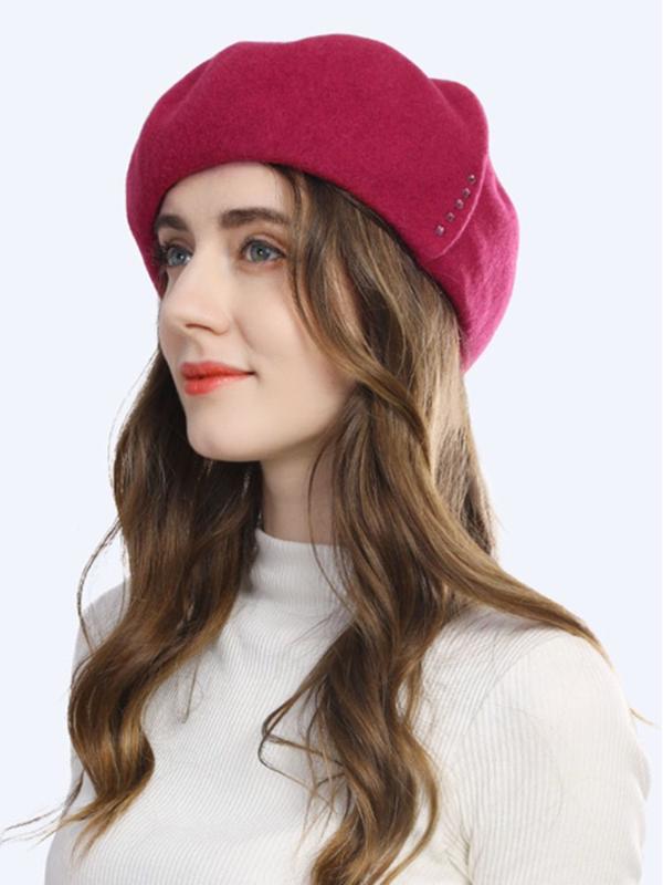 

Winter Caps Warm Solid Beret Women Wool Beret Femme Caps Women Outdoor Beautiful Homme, Black