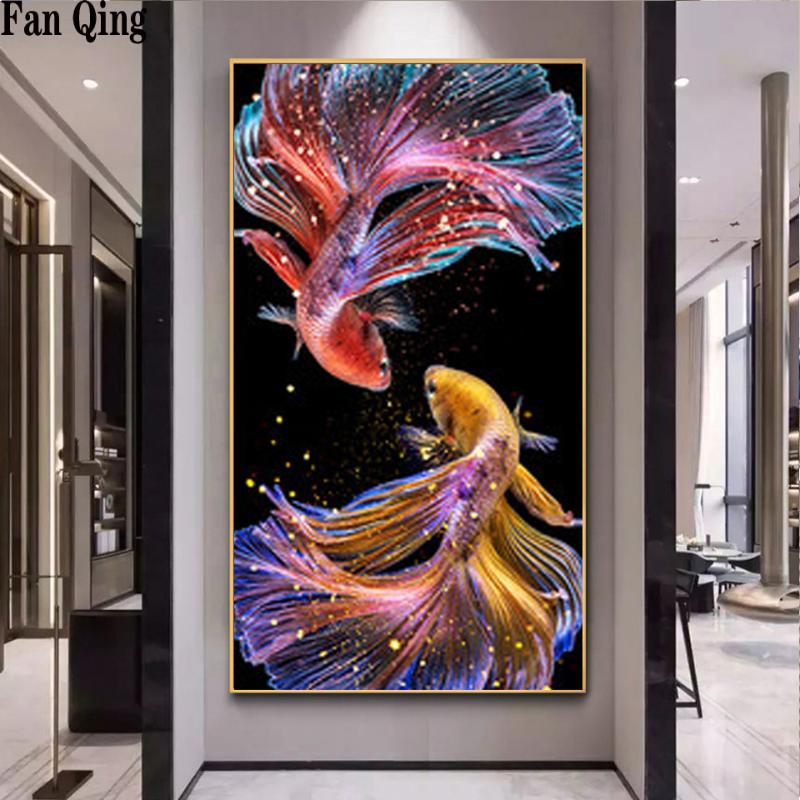 

Animal koi DIY Diamond Painting Fish Full Square/Round Diamond Embroidery Goldfish Cross Stitch Rhinestones Mosaic decor