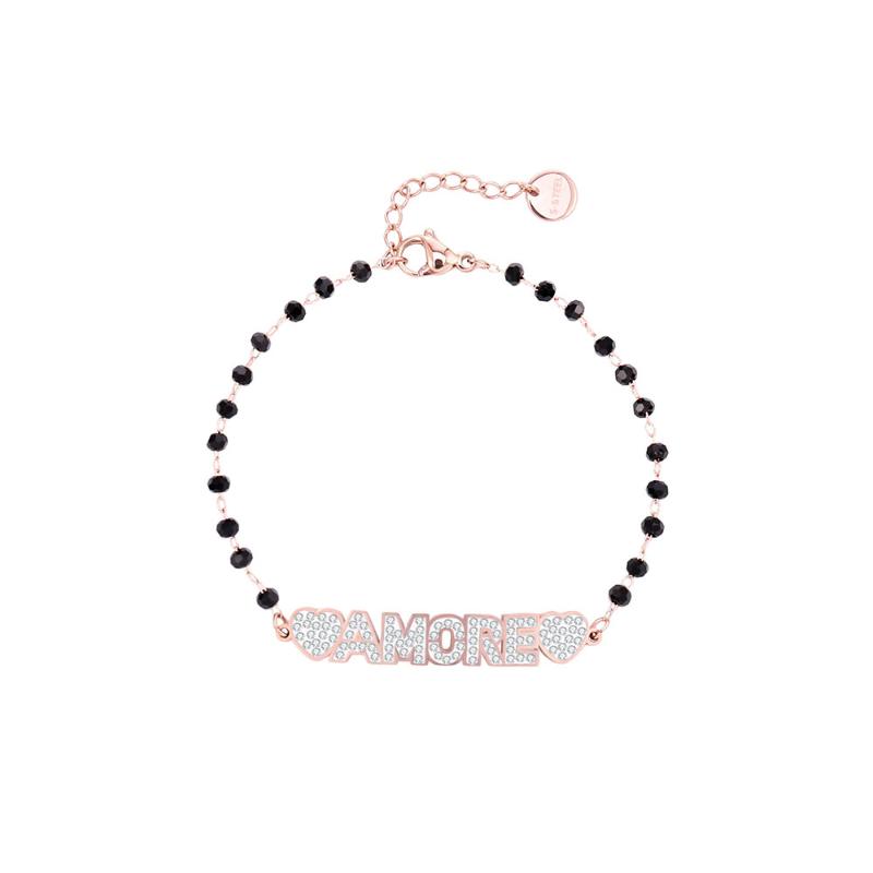 

Rhinestone "AMORE" Charm Bracelets for Women Accessories Stainless Steel Pulseira Feminina Lover Statement Jewelry Gift 2020