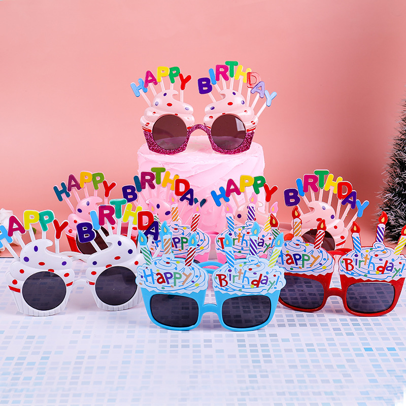 

Funny Sweet Birthday Cake Shaped Glasses Eyeglasses Party Favors Costume Novelty Sunglasses