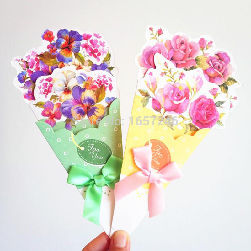 

Wholesale Beautiful Paper 3D Bouquet Flower Shapes Greeting Card with Envelope Handmade Gift Card 200sets