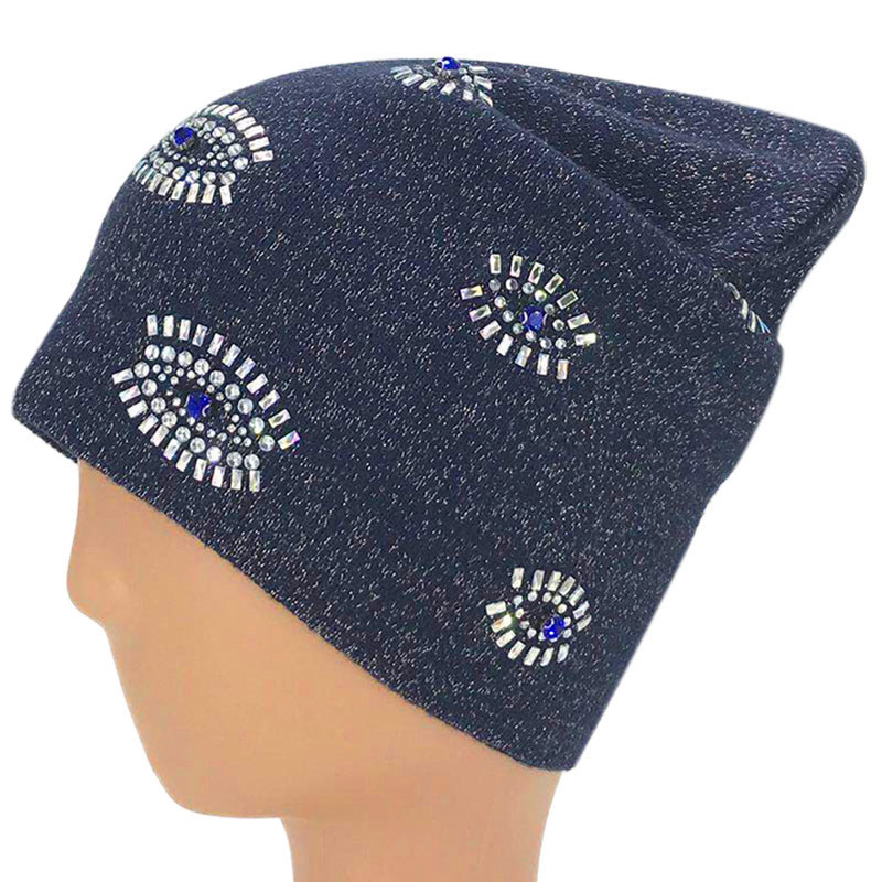 

Spring and autumn fashion casual ladies cashmere hat, single layer gold thread ladies knitted hat, outdoor sports pullover cap, White