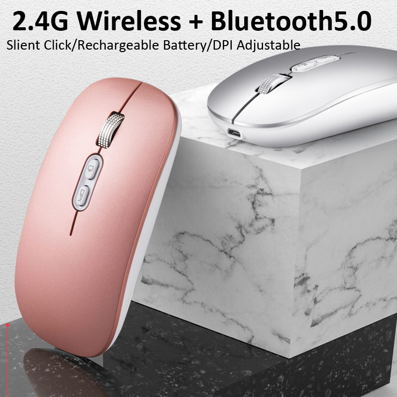 

2.4G Wireless Mouse Rechargeable Bluetooth Silent Mouse Mice With Receiver For Laptop PC Computer For Mobile Phone