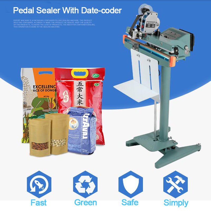 

SHELIN Pedal impulse sealing machine plastic bag sealing machine manual aluminum package sealer with date code printer sealer