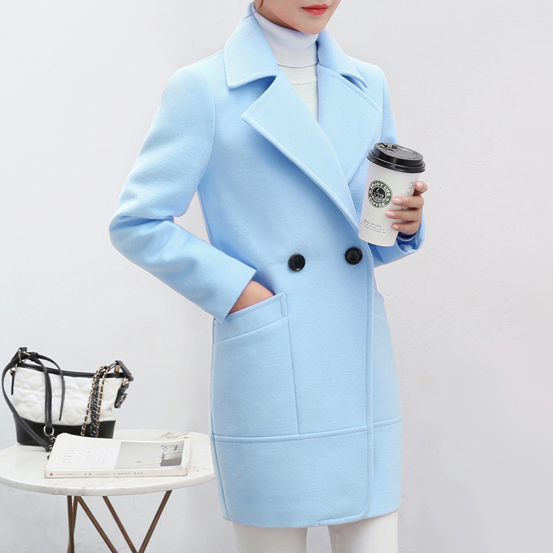 

Autumn and winter elegant women's woolen coat jacket female Casual solid color loose double-breasted warm top 2020 new