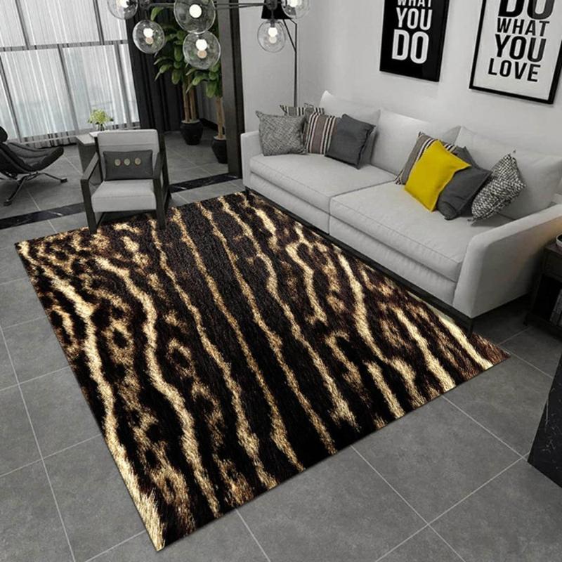 

Carpet Animal Texture Fur Living Room Bedroom Carpet Floor Mat Flannel Warm Non-Slip Absorbent, As shown1