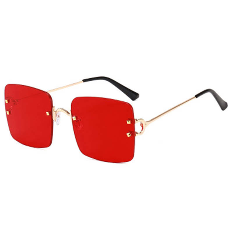 

Fashion square large lens sunglasses women Frameless ocean mirror glasses men All-match classic brown sunglasses uv400 gafas sol