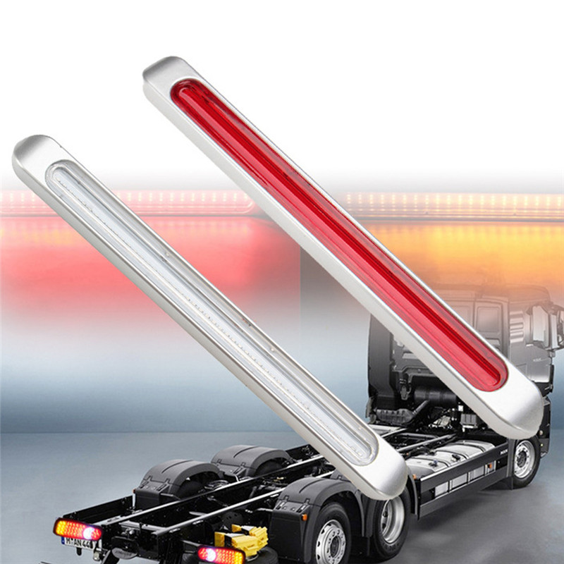 

1Pcs 17Inch 47 LED Red White Amber Stop Turn Sequential Flowing Tail Brake Lamp For Car Truck Trailer RV Light Bar Tow Boad, As pic