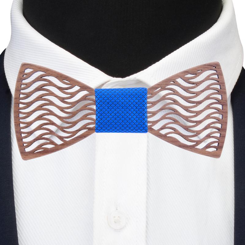 

Neck Ties Fashion Natrue Wooden Wood Bowtie Bule Black Paid Hollow Carved Bow Tie For Men Wedding Gravata Accessoeres Slim