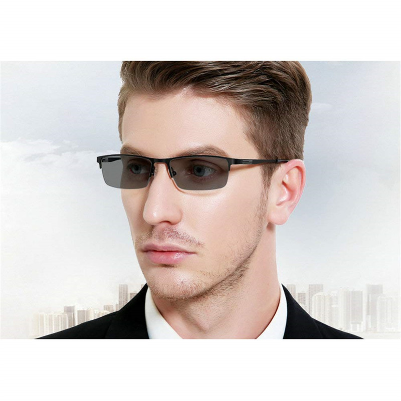 

MINCL/Fashion New Brand Design Metal Half Frame Sun photochromic Lens Reading Glasses for Men with box FML