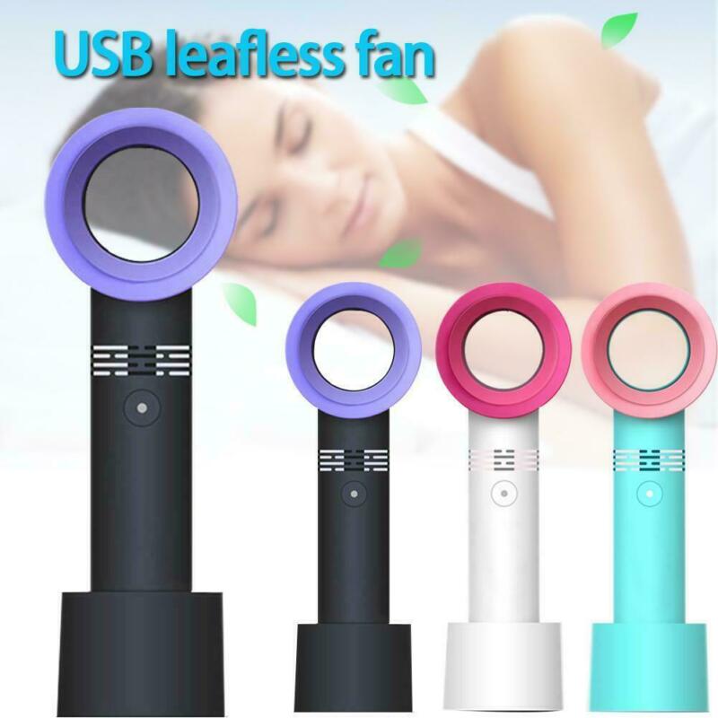 

Portable Bladeless Hand Held Cooler Mini USB No Leaf Handy Fan 360 Degrees US