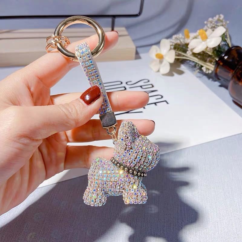 

Fashion diamond-encrusted claw chain dadougou key chain Cartoon Doll pendant gift high-end firewood dog Women's gifts creative gifts Pendant