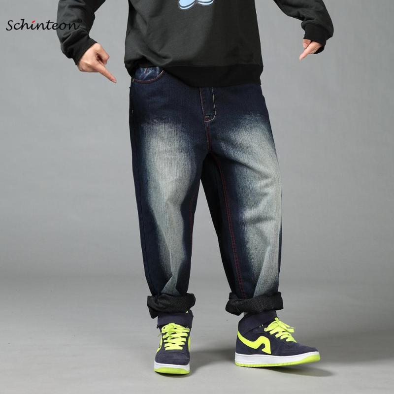 

2020 New Over Size Men Loose Jean Baggy Pants Denim Skateboard Wide Leg Hiphop Trousers 34 44 46, Picture color