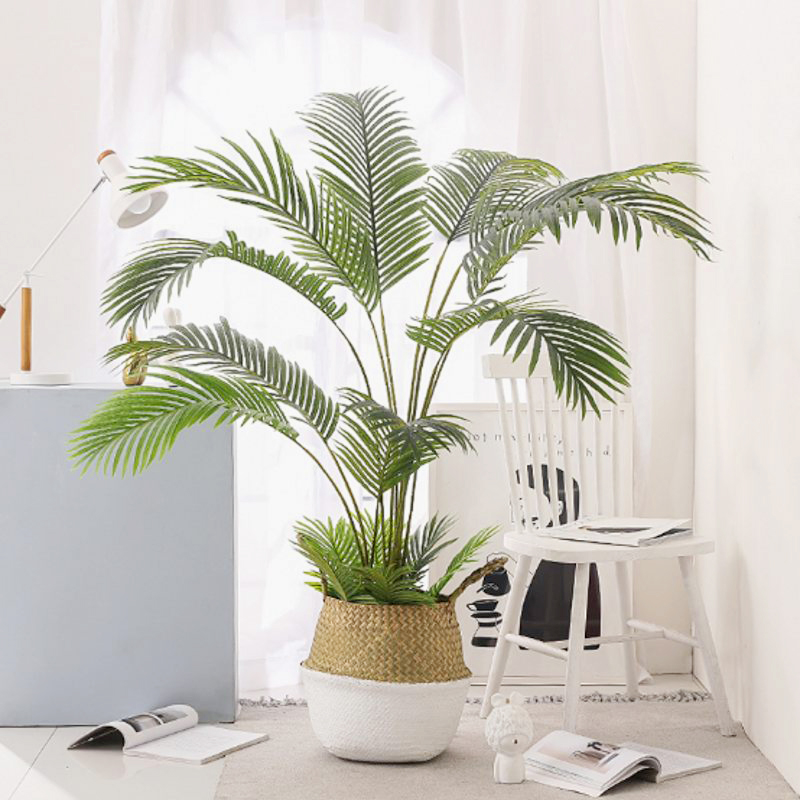 

60-88CM Artificial Palm Tree Fake Plants Plastic Leaf Fake Tree For Home Wedding Garden Floor Living Room Decorations, 60cm 5fork