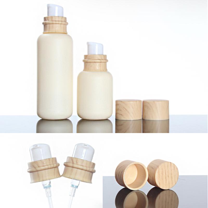 

Lotion Pump Container with Wooden Cap,50ml Oval Cream Glass Bottle