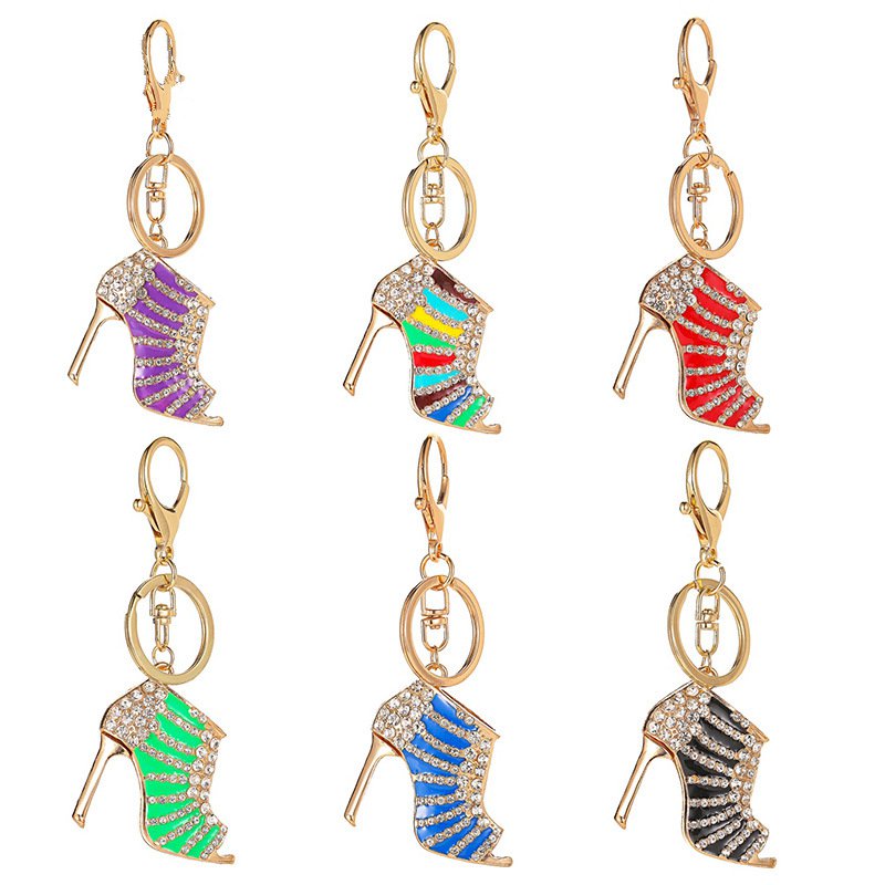 

High Heels Keychain Creative Rhinestone Inlaid 11*5CM Alloy Material Portable Anti-lost Birthday Gifts Accessories Keychain