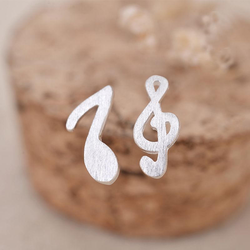 

925 sterling silver music note stud earrings silver fashion wild music note Asymmetry earrings 2020 for women jewelry