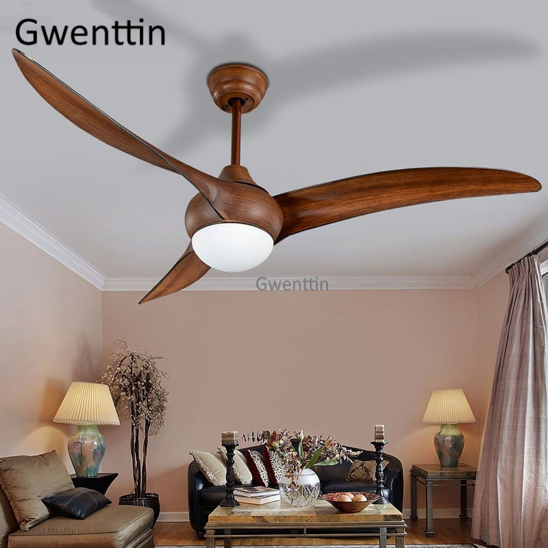 

52inch Modern LED Ceiling Fan with Lights Remote Control for Living Room Bedroom Home Loft Industrial Decor Wooden Fan Lamp 220V