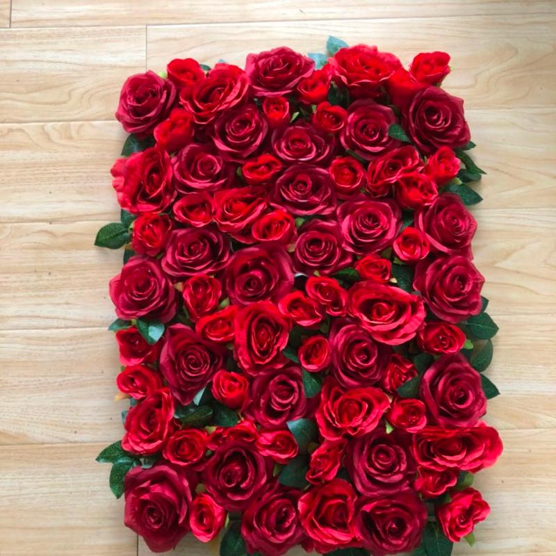

2020 Feb New Design 10pcs/lot red rose green backdrop flower wall wedding event decoration, As pic