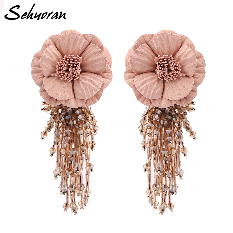 

Sehuoran Tassel Earrings For Women Flower Fringed Multicolored Pendientes Drop Earrings Wedding Party Girl Gift Fashion Jewelry