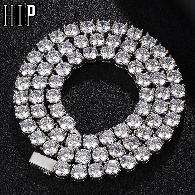 

Hip Hop 1 Row Tennis Chain CZ Stone 3/4/5/6MM Bling Iced Out Gold Silver Color Cubic Zircon Necklaces For Men Jewelry