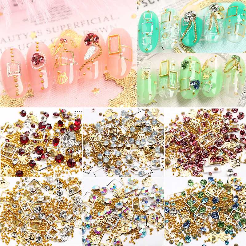 

2020 Nail Decoration Mixed Acrylic Rhinestones Alloy Crystal Nails 3D Nail Art Decoration Beeds Crystal Nails Stud Accessoires
