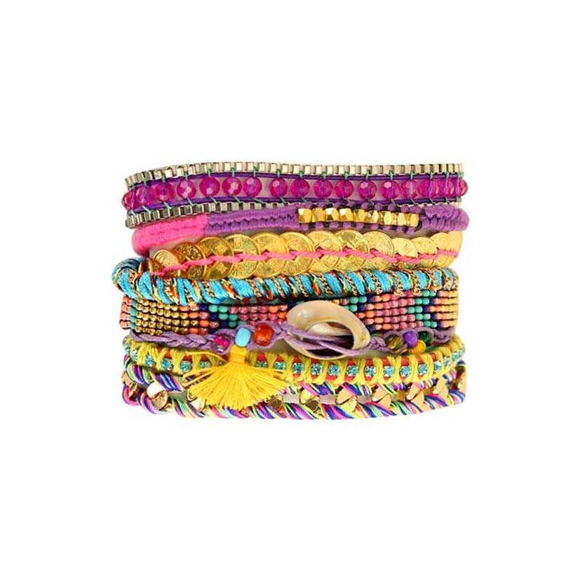 

B02-003B Hipanem* brazilian Bracelet Multilayer Leather Bracelets Bangles Vintage Charm Pendant Bracelets Pulseira Jewelry