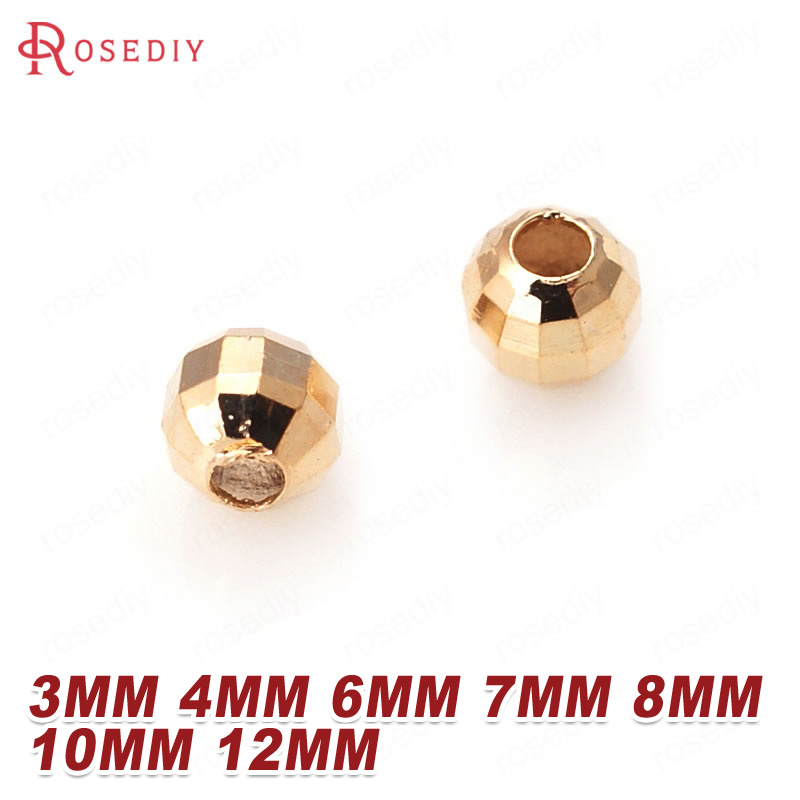 

3MM 4MM 6MM 7MM 8MM 10MM 12MM 24K Champagne Gold Color Brass Faceted Beads Spacer Beads High Quality Diy Jewelry Accessories
