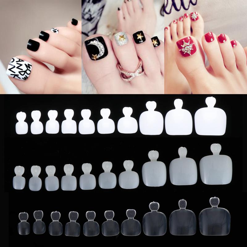 

100 Pcs Toes False Nail Tips Full Style Acrylic Foot Manicure Pedicure UV Gel DIY Tools Artificial Natural / White / Transparent