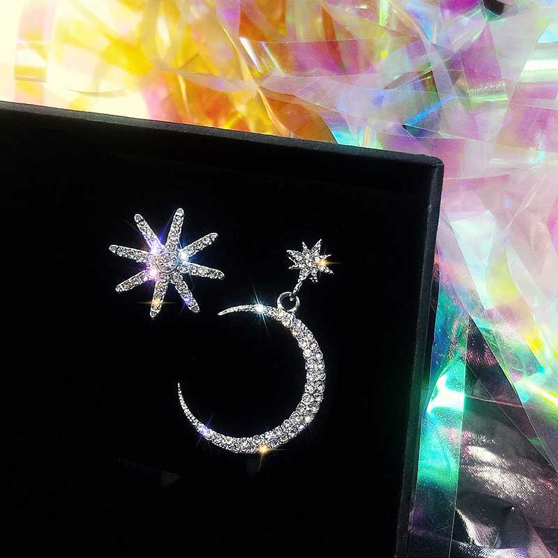 

Trendy Crystal Star Women Dangle Earrings Asymmetric Stars And Moon Eardrops Earrings For Women Drops