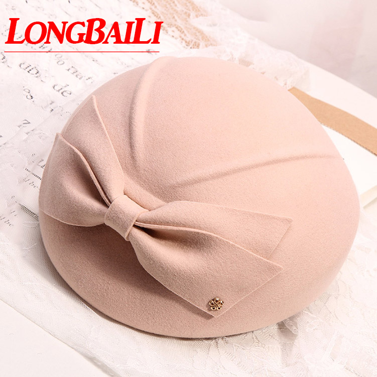 

LongBaiLi Winter Fashion Women Wool Felt Beret Hats Free Shipping PWSV022, Black