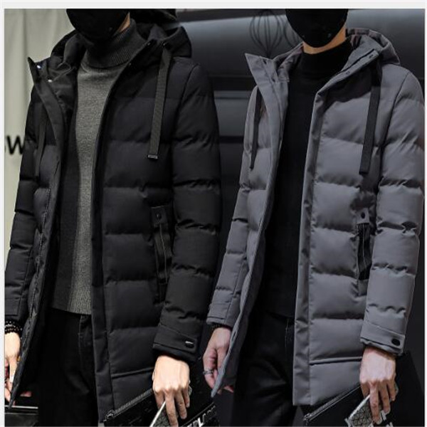 

2020 winter hot new young men's mid-length thick warm padded jacket hooded jackets coat Parkas Outerwear, Black