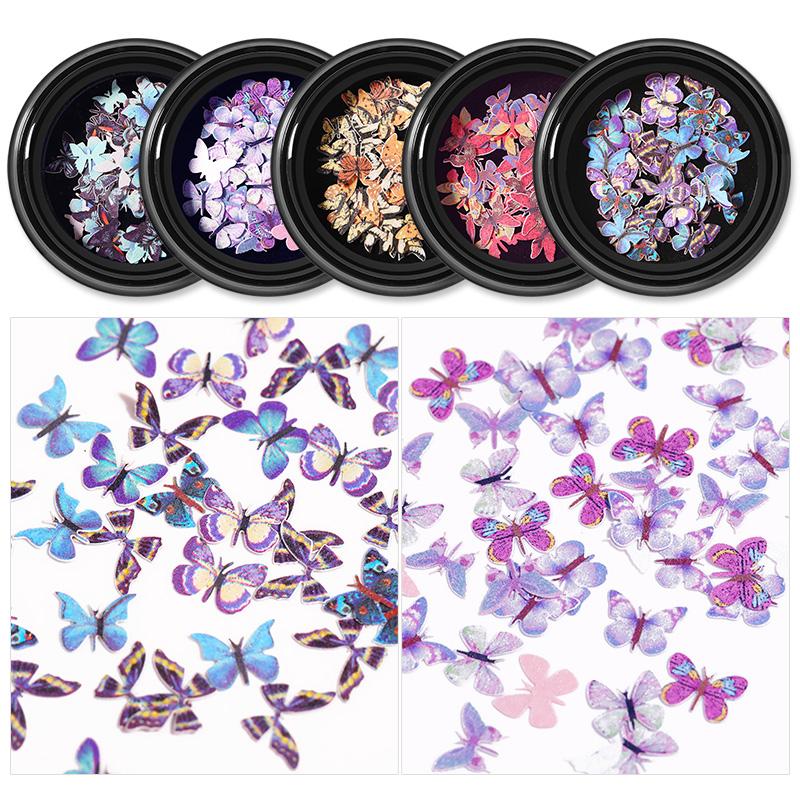 

1 Box Sparkly Butterfly Nail Sequins Paillette Mixed Colors Nail Holographics Glitter 3D Flakes Slices Art Accessories