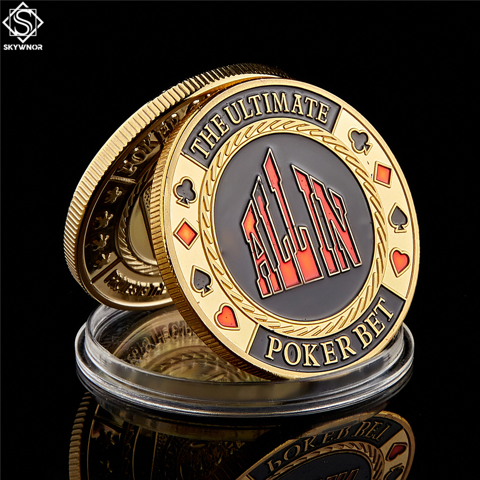 Challenge Craft The Ultimate Poker Bet"ALL IN" Poker Chip Guard Las Vegas Token Collection With Round Case Metal-image-584139928