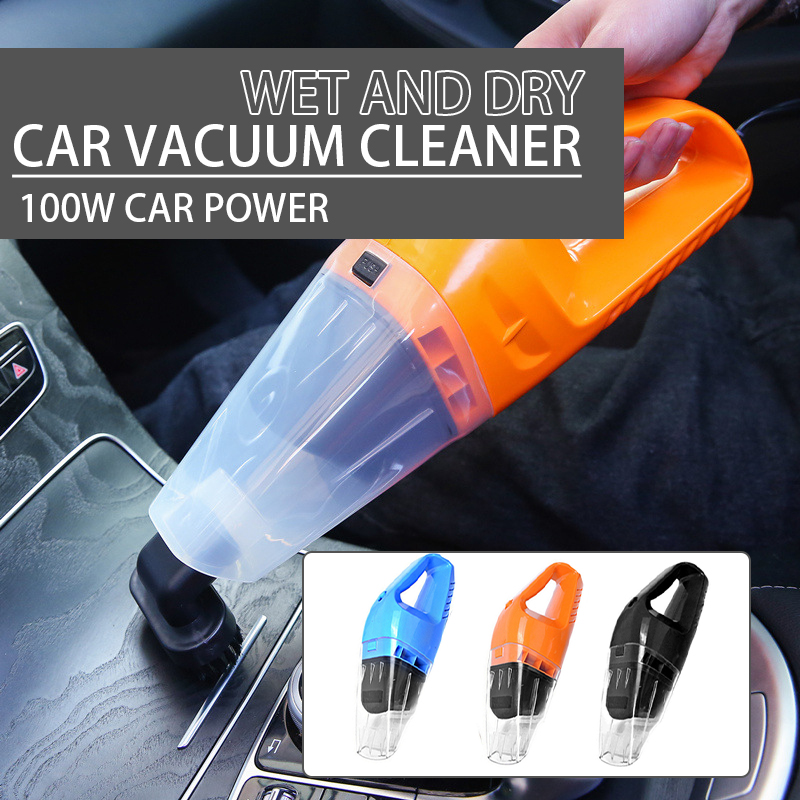 

Portable Car Vacuum Cleaner Black Orange Blue Handheld Suction Pump Car Interior Dust Cleaner