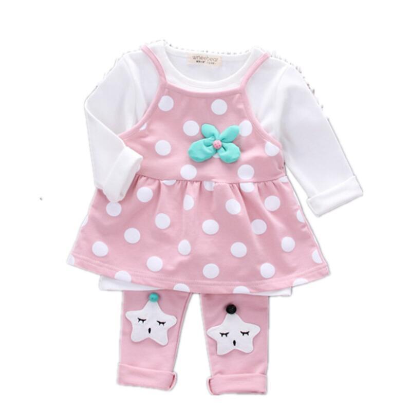

Spring Baby Girl Clothes Suit Long Sleeve T-shirts + Vest + Pants 3 Piece Sets Korean Causal Autumn Three Pieces Cartoon suits, Green