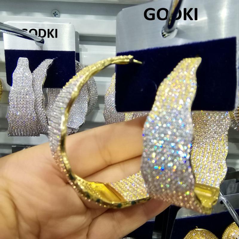

GODKI Luxury Width Geometry Cubic Zirconia Statement Hoop Earrings For Women Wedding DUBAI Big Earrings Jewelry Accessories 2020