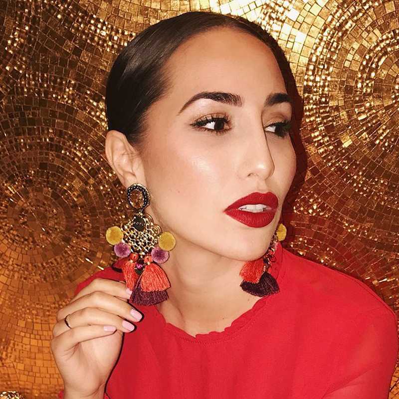 

FASHIONSNOOPS Fashion Jewelry Boho Tassel Earrings Women 2020 New Pom Pom Ethnic Fringed Drop Earrings Statement Brincos