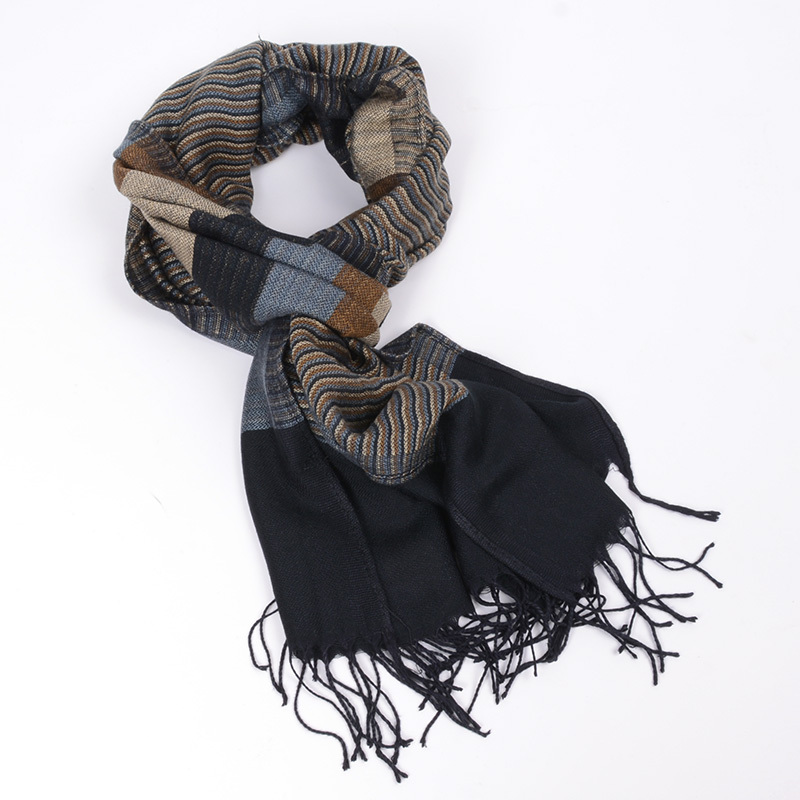 

free ship 2020 double fine striped Scarves men winter new brand Fashion Plaid Scarf for Men cozy warm long scarf cotton Tassel