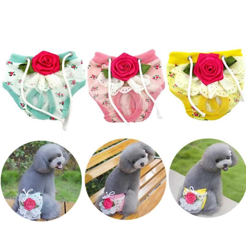 

Pet Physiological Pants Puppy Cute Shorts Sanitary Brief Panties Washable Durable Doggies Diapers Underwear Sanitary Short, Green