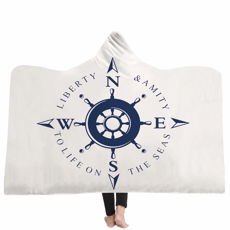 

Hooded Blankets,navigation series Hat Blankets Soft Blanket,Sherpa Thick Double Layer Plush Fleece Wearable Hooded Throws