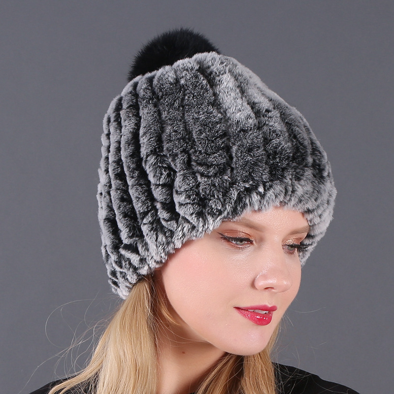 

New Style Woven Rex Fur Hat Women's Autumn and Winter Thick Warm Fashion Wool Hat