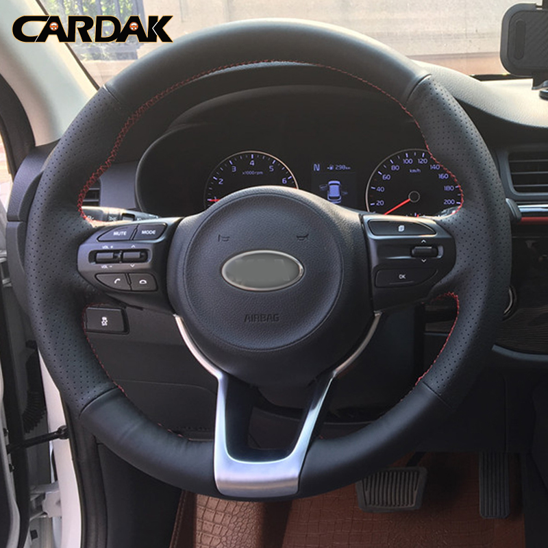 

Black Artificial Leather Car Steering Wheel Cover for Kia Rio K2 KX CROSS Picanto 2017 2018 Morning 2017 Car Accessories