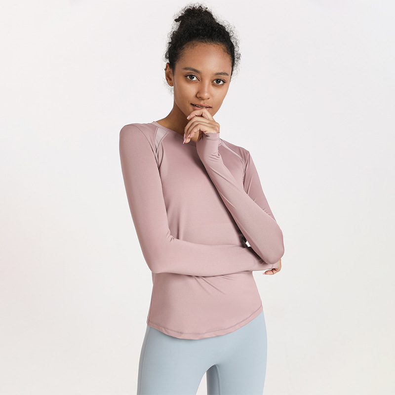 

Hot Sale Women Atumn T Shirts Slim Sports Fitness Yoga Long Sleeve Yoga Tops Mesh Women Gym Shirt Sport Wear 2020 Sports Shirt, Black